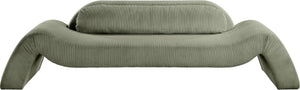 Meridian Furniture Austin Curved Corduroy Sofa Soft Green Microsuede Living Room Contemporary Seat 44009Green-S
