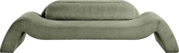 Meridian Furniture Austin Curved Corduroy Sofa Soft Green Microsuede Living Room Contemporary Seat 44009Green-S