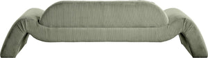 Meridian Furniture Austin Curved Corduroy Sofa Soft Green Microsuede Living Room Contemporary Seat 44009Green-S