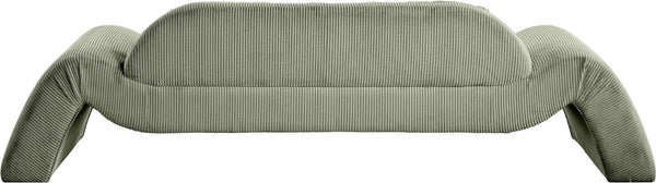 Meridian Furniture Austin Curved Corduroy Sofa Soft Green Microsuede Living Room Contemporary Seat 44009Green-S