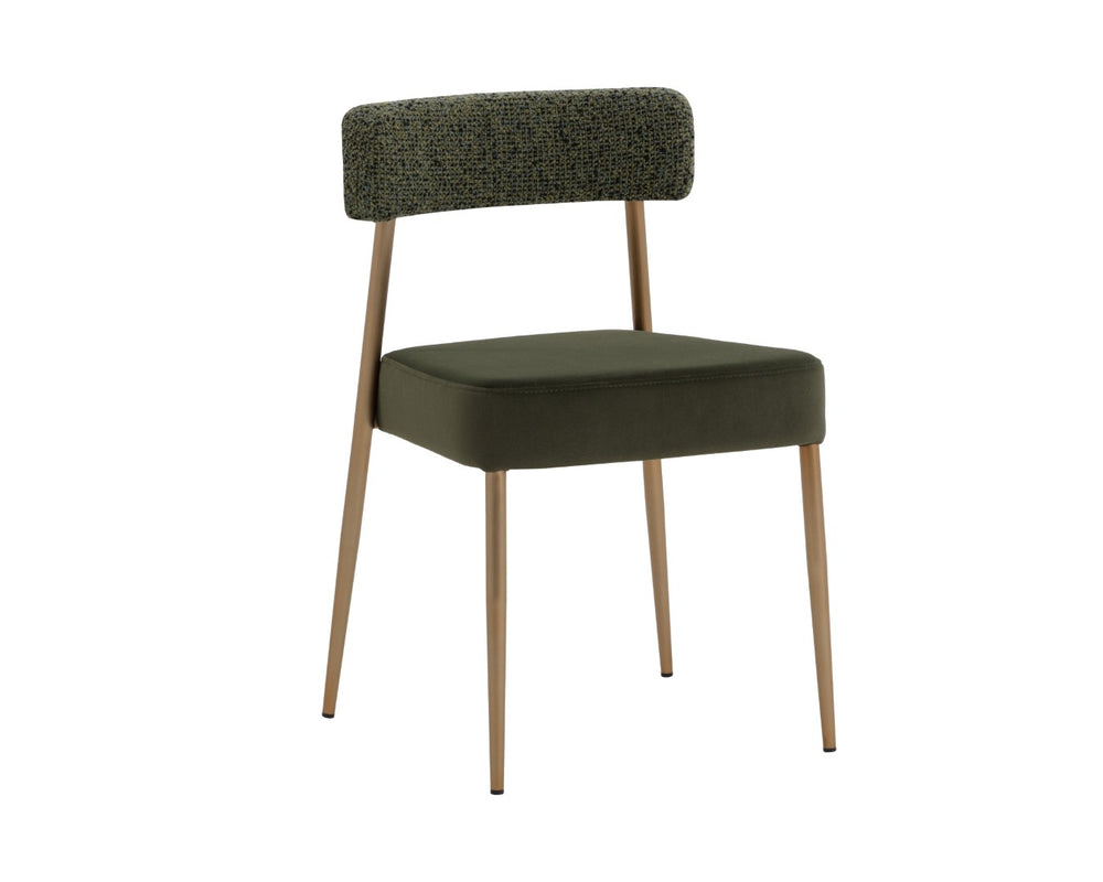 Sunpan ASHWIN Stackable Dining Chair - Contemporary Comfort with Two-Tone Upholstery & Gold Frame Elegance 112290