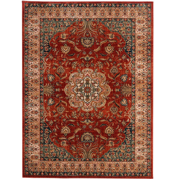 Capel Rugs Bosphorus-heriz Luxurious Machine-woven Rug - Durable, Soft Polyester With Timeless Traditional Design Rust, Green 100% Polyester 4401rs03050502800