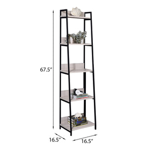 English Elm Natural 5-Tier Ladder Bookshelf in Natural and Black Finish — Industrial Open Shelves, Sturdy Metal Frame for Stylish Storage and Display B062P189124