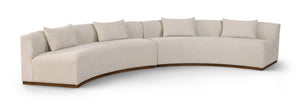 Meridian Furniture Avanti Curved Chenille Modular Sectional Sofa with Walnut Base for Modern Living Rooms Beige 2pc 44016Beige-S-2PC