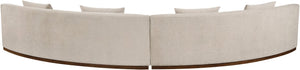 Meridian Furniture Avanti Curved Chenille Modular Sectional Sofa with Walnut Base for Modern Living Rooms Beige 2pc 44016Beige-S-2PC