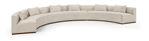 Meridian Furniture Avanti Curved Chenille Modular Sectional Sofa with Walnut Base for Modern Living Rooms Beige 3pc 44016Beige-S-3PC