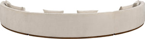 Meridian Furniture Avanti Curved Chenille Modular Sectional Sofa with Walnut Base for Modern Living Rooms Beige 3pc 44016Beige-S-3PC