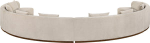 Meridian Furniture Avanti Curved Chenille Modular Sectional Sofa with Walnut Base for Modern Living Rooms Beige 4pc 44016Beige-S-4PC