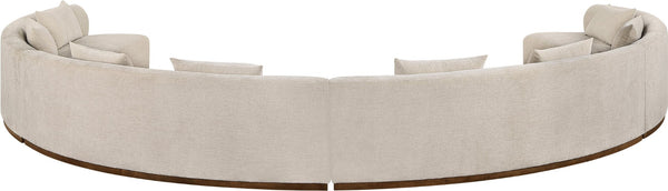 Meridian Furniture Avanti Curved Chenille Modular Sectional Sofa with Walnut Base for Modern Living Rooms Beige 4pc 44016Beige-S-4PC
