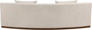 Meridian Furniture Avanti Curved Chenille Sofa with Walnut Base Sculptural Three Seat Contemporary Living Room Beige 44016Beige-S