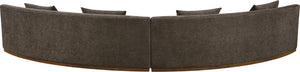 Meridian Furniture Avanti Curved Chenille Modular Sectional Sofa with Walnut Base for Modern Living Rooms Brown 2pc 44016Brown-S-2PC