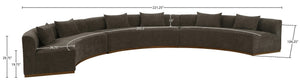 Meridian Furniture Avanti Curved Chenille Modular Sectional Sofa with Walnut Base for Modern Living Rooms Brown 3pc 44016Brown-S-3PC