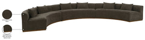 Meridian Furniture Avanti Curved Chenille Modular Sectional Sofa with Walnut Base for Modern Living Rooms Brown 3pc 44016Brown-S-3PC