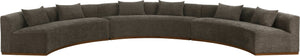 Meridian Furniture Avanti Curved Chenille Modular Sectional Sofa with Walnut Base for Modern Living Rooms Brown 3pc 44016Brown-S-3PC