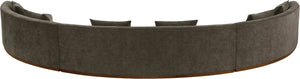 Meridian Furniture Avanti Curved Chenille Modular Sectional Sofa with Walnut Base for Modern Living Rooms Brown 3pc 44016Brown-S-3PC