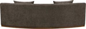 Meridian Furniture Avanti Curved Chenille Sofa with Walnut Base Sculptural Three Seat Contemporary Living Room Brown 44016Brown-S