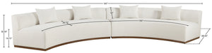 Meridian Furniture Avanti Curved Chenille Modular Sectional Sofa with Walnut Base for Modern Living Rooms Cream 2pc 44016Cream-S-2PC