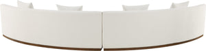 Meridian Furniture Avanti Curved Chenille Modular Sectional Sofa with Walnut Base for Modern Living Rooms Cream 2pc 44016Cream-S-2PC