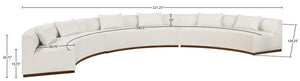 Meridian Furniture Avanti Curved Chenille Modular Sectional Sofa with Walnut Base for Modern Living Rooms Cream 3pc 44016Cream-S-3PC