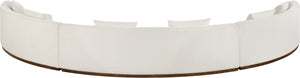 Meridian Furniture Avanti Curved Chenille Modular Sectional Sofa with Walnut Base for Modern Living Rooms Cream 3pc 44016Cream-S-3PC