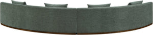 Meridian Furniture Avanti Curved Chenille Modular Sectional Sofa with Walnut Base for Modern Living Rooms Olive 2pc 44016Olive-S-2PC