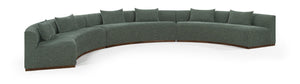 Meridian Furniture Avanti Curved Chenille Modular Sectional Sofa with Walnut Base for Modern Living Rooms Olive 3pc 44016Olive-S-3PC