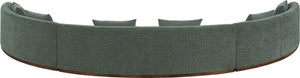Meridian Furniture Avanti Curved Chenille Modular Sectional Sofa with Walnut Base for Modern Living Rooms Olive 3pc 44016Olive-S-3PC