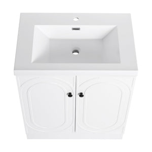English Elm 30" Modern Freestanding Bathroom Vanity with Resin Sink, Soft-Close Doors, Adjustable Shelf, Durable Plywood Finish White W999S00271