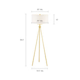 INK+IVY Pacific Modern/Contemporary Metal Tripod Floor Lamp with Glass Shade FPF21-0367 Gold