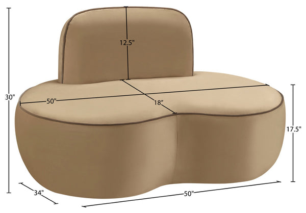 Meridian Furniture Swerve Sculptural Velvet Accent Chair with Curved Silhouette for Modern Living Room Decor Beige 44021Beige-C