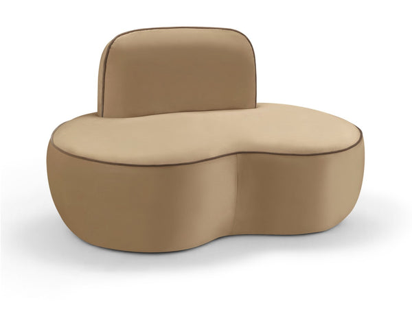 Meridian Furniture Swerve Sculptural Velvet Accent Chair with Curved Silhouette for Modern Living Room Decor Beige 44021Beige-C