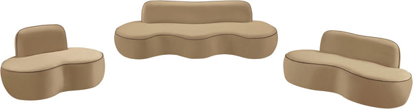 Meridian Furniture Swerve Sculptural Velvet Accent Chair with Curved Silhouette for Modern Living Room Decor Beige 44021Beige-C