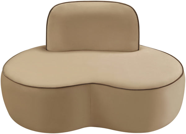 Meridian Furniture Swerve Sculptural Velvet Accent Chair with Curved Silhouette for Modern Living Room Decor Beige 44021Beige-C