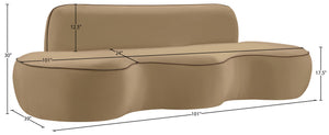 Meridian Furniture Swerve Curved Velvet Sofa with Contrast Piping Sculptural Upholstered Living Room Seating Beige 100 inches 44021Beige-S