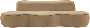 Meridian Furniture Swerve Curved Velvet Sofa with Contrast Piping Sculptural Upholstered Living Room Seating Beige 100 inches 44021Beige-S