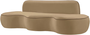 Meridian Furniture Swerve Curved Velvet Sofa with Contrast Piping Sculptural Upholstered Living Room Seating Beige 100 inches 44021Beige-S