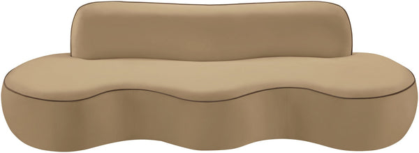 Meridian Furniture Swerve Curved Velvet Sofa with Contrast Piping Sculptural Upholstered Living Room Seating Beige 100 inches 44021Beige-S