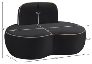 Meridian Furniture Swerve Sculptural Velvet Accent Chair with Curved Silhouette for Modern Living Room Decor Black 44021Black-C
