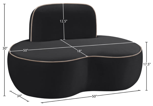 Meridian Furniture Swerve Sculptural Velvet Accent Chair with Curved Silhouette for Modern Living Room Decor Black 44021Black-C