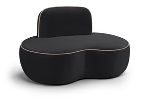 Meridian Furniture Swerve Sculptural Velvet Accent Chair with Curved Silhouette for Modern Living Room Decor Black 44021Black-C