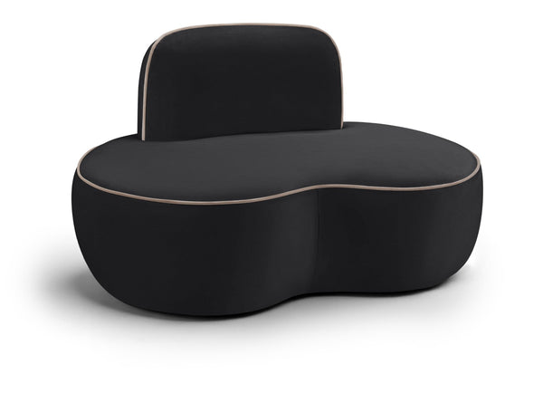Meridian Furniture Swerve Sculptural Velvet Accent Chair with Curved Silhouette for Modern Living Room Decor Black 44021Black-C