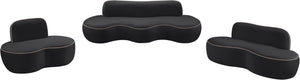 Meridian Furniture Swerve Sculptural Velvet Accent Chair with Curved Silhouette for Modern Living Room Decor Black 44021Black-C