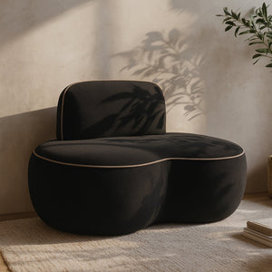 Meridian Furniture Swerve Sculptural Velvet Accent Chair with Curved Silhouette for Modern Living Room Decor Black 44021Black-C