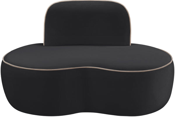Meridian Furniture Swerve Sculptural Velvet Accent Chair with Curved Silhouette for Modern Living Room Decor Black 44021Black-C