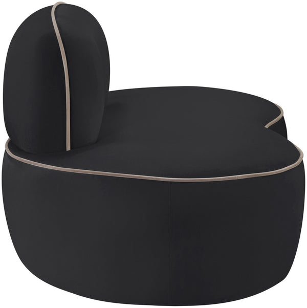 Meridian Furniture Swerve Sculptural Velvet Accent Chair with Curved Silhouette for Modern Living Room Decor Black 44021Black-C
