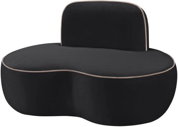Meridian Furniture Swerve Sculptural Velvet Accent Chair with Curved Silhouette for Modern Living Room Decor Black 44021Black-C