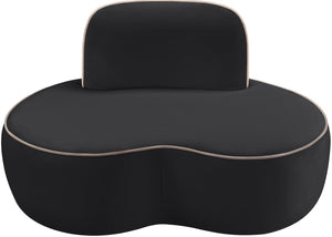 Meridian Furniture Swerve Sculptural Velvet Accent Chair with Curved Silhouette for Modern Living Room Decor Black 44021Black-C