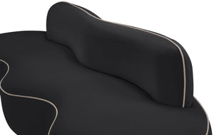 Meridian Furniture Swerve Curved Velvet Sofa with Contrast Piping Sculptural Upholstered Living Room Seating Black 100 inches 44021Black-S