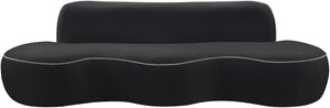 Meridian Furniture Swerve Curved Velvet Sofa with Contrast Piping Sculptural Upholstered Living Room Seating Black 100 inches 44021Black-S