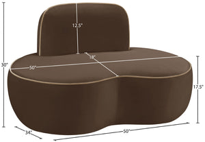 Meridian Furniture Swerve Sculptural Velvet Accent Chair with Curved Silhouette for Modern Living Room Decor Brown 44021Brown-C
